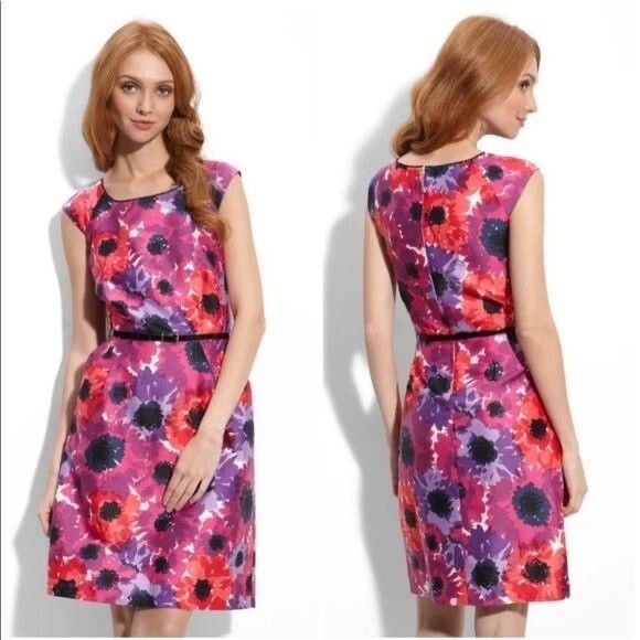 Kate Spade Josie Dress Floral Pink Knee Length Cocktail Silk Blend Size 4 - Picture 1 of 11